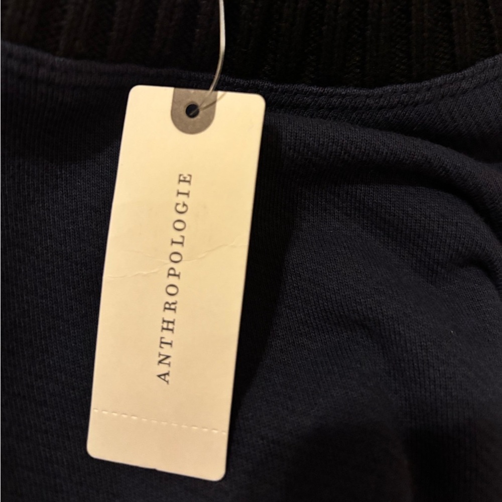 Pilcro/Anthropologie Mixed Media Sweatshirt in Blue Pattern Size M. NWT - Picture 10 of 12
